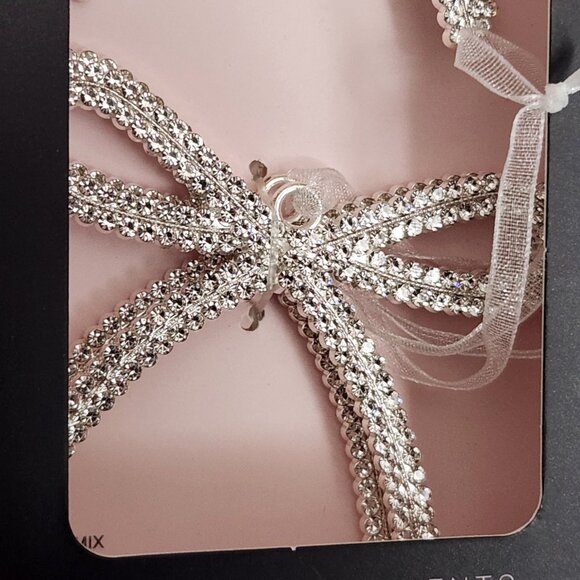 Rachel Zoe Rhinestone Metal Bow Christmas Ornaments - 2 Sets - New in Box - Picture 3 of 6